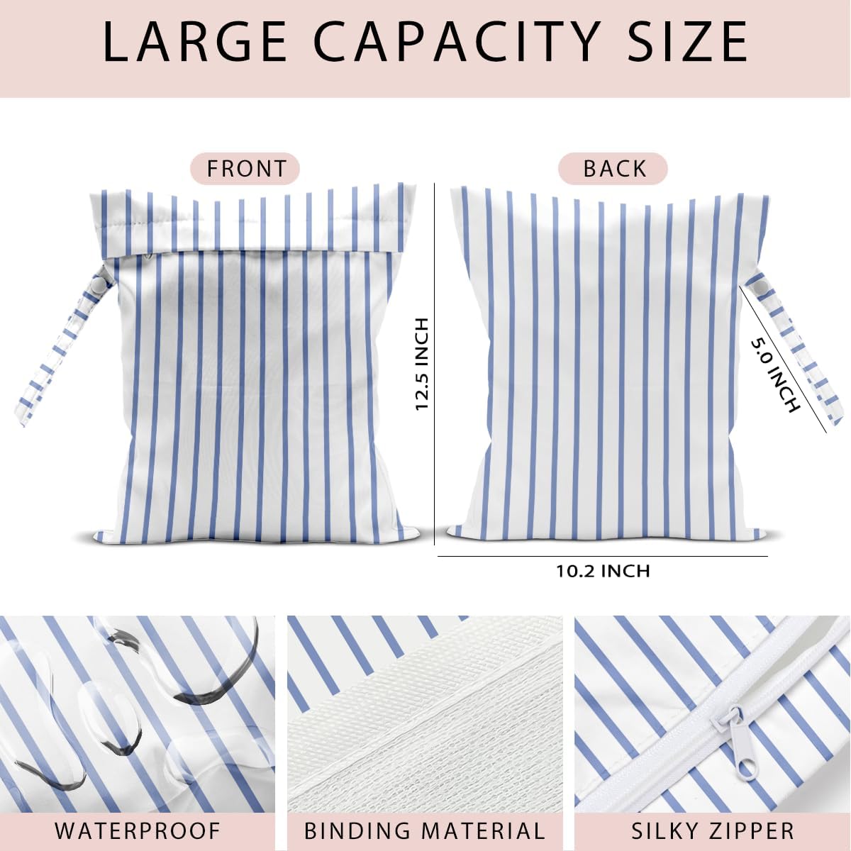 Swimsuit Bag Wet Bags for Travel Reusable Waterproof Dry Bags Diaper Bag Abstract Stripe Wet Bag for Swimsuit Towels Beach Gym 10.2×12.6 Inches