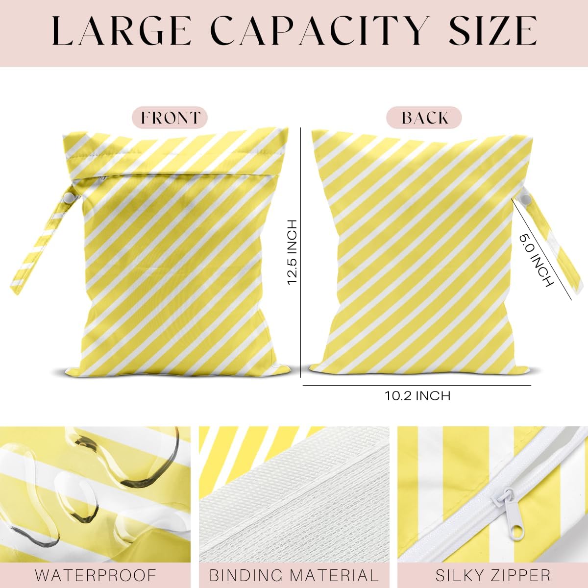Swimsuit Bag Wet Bags for Travel Reusable Waterproof Dry Bags Diaper Bag Abstract Stripe Wet Bag for Swimsuit Towels Beach Gym 10.2×12.6 Inches