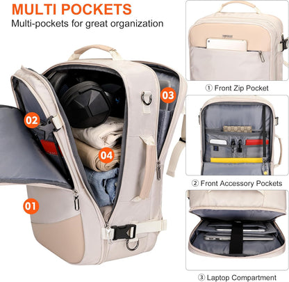 3-In-1 Carry On Travel Backpack for Women Men, Fits 16" Laptop | Convertible Duffel/Shoulder Bag with USB Port, Wet Pocket, TSA-Friendly 180° Opening for Airport/Commute/Daily