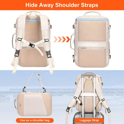 3-In-1 Carry On Travel Backpack for Women Men, Fits 16" Laptop | Convertible Duffel/Shoulder Bag with USB Port, Wet Pocket, TSA-Friendly 180° Opening for Airport/Commute/Daily