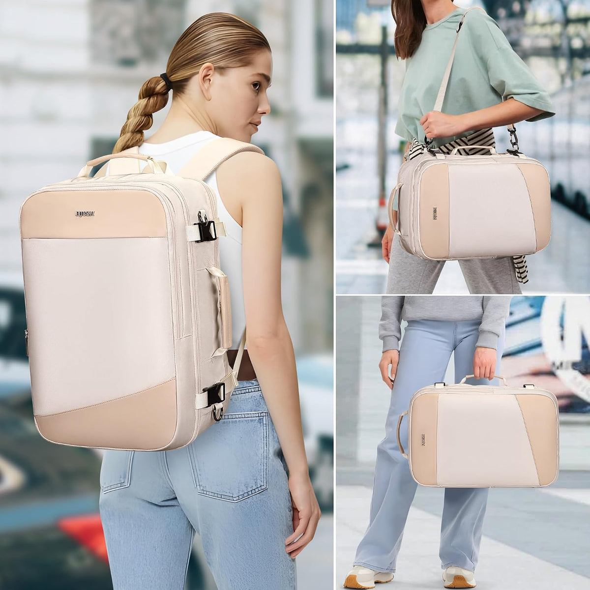 3-In-1 Carry On Travel Backpack for Women Men, Fits 16" Laptop | Convertible Duffel/Shoulder Bag with USB Port, Wet Pocket, TSA-Friendly 180° Opening for Airport/Commute/Daily