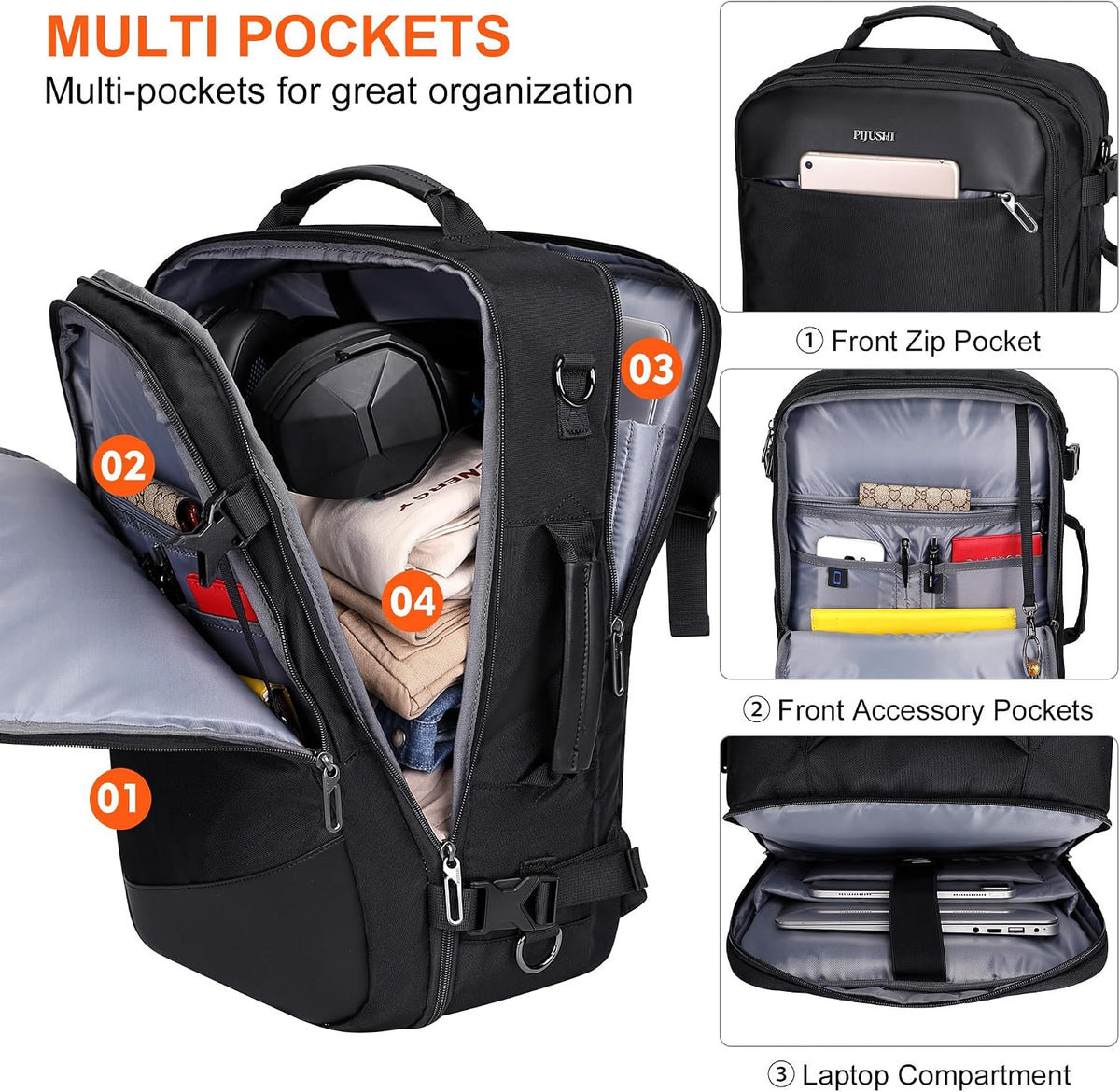 3-In-1 Carry On Travel Backpack for Women Men, Fits 16" Laptop | Convertible Duffel/Shoulder Bag with USB Port, Wet Pocket, TSA-Friendly 180° Opening for Airport/Commute/Daily