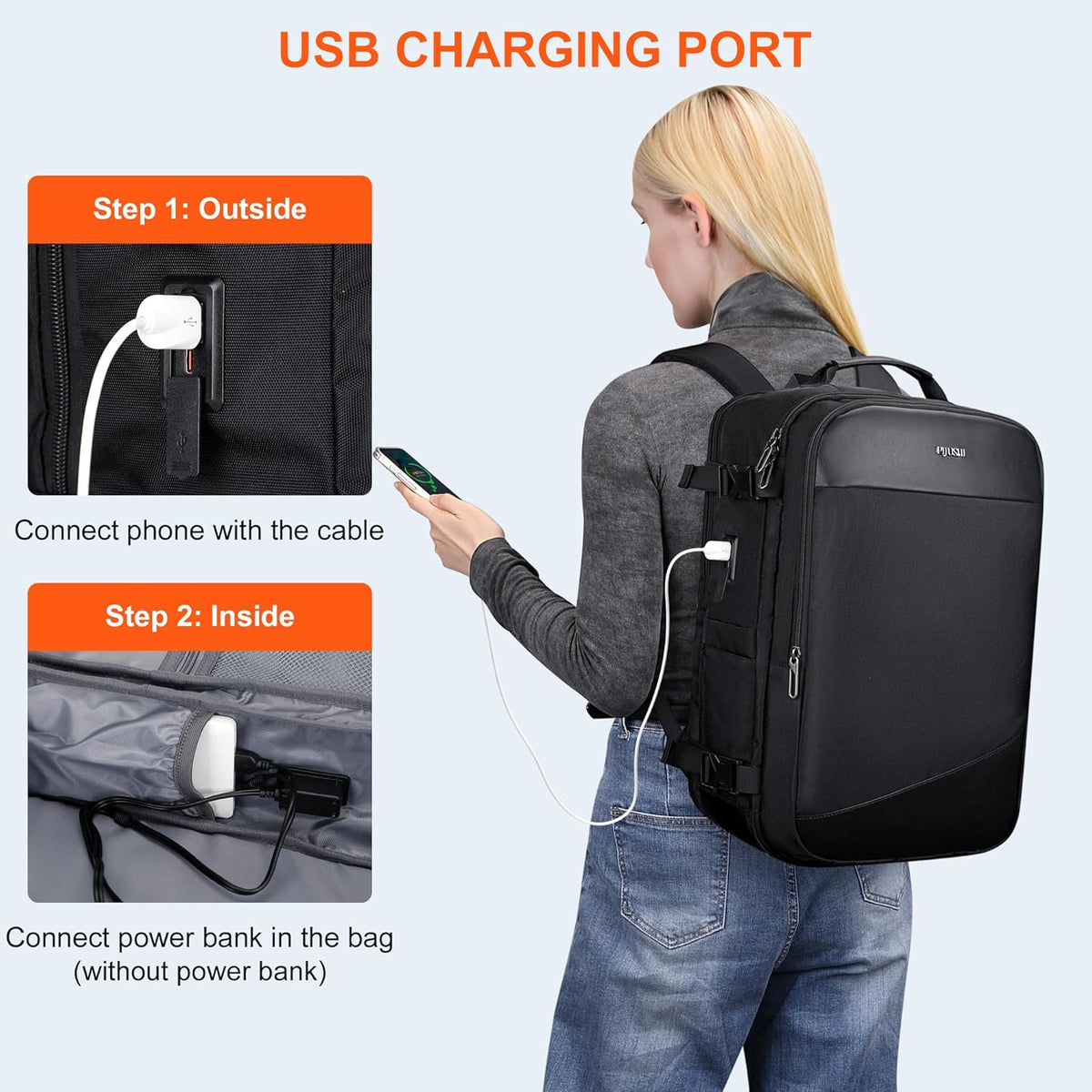 3-In-1 Carry On Travel Backpack for Women Men, Fits 16" Laptop | Convertible Duffel/Shoulder Bag with USB Port, Wet Pocket, TSA-Friendly 180° Opening for Airport/Commute/Daily