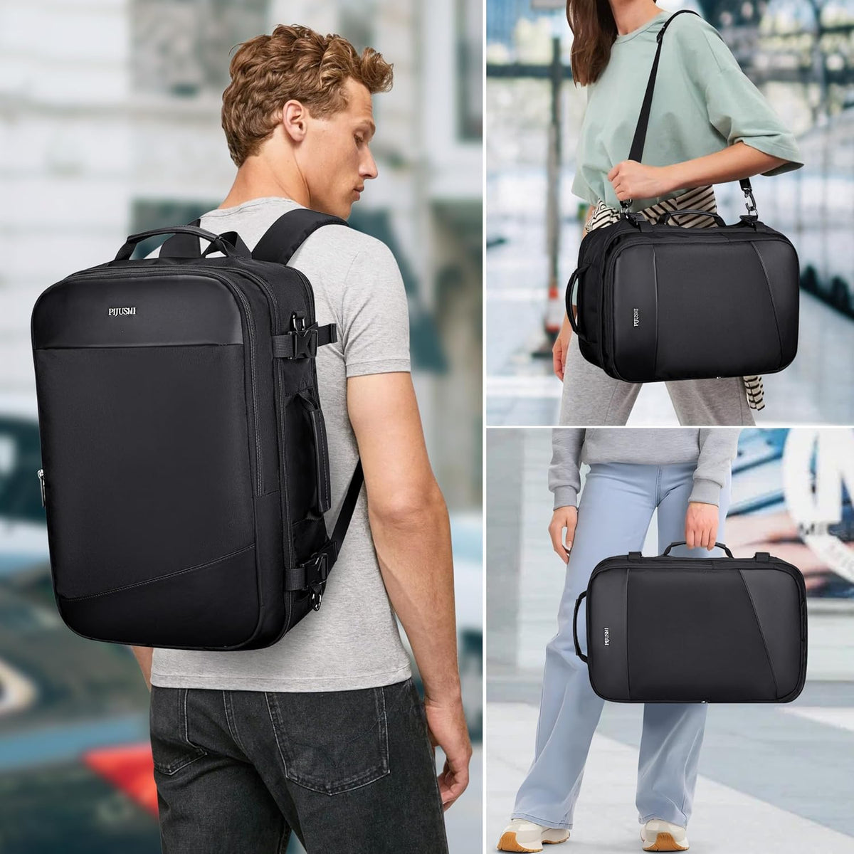 3-In-1 Carry On Travel Backpack for Women Men, Fits 16" Laptop | Convertible Duffel/Shoulder Bag with USB Port, Wet Pocket, TSA-Friendly 180° Opening for Airport/Commute/Daily