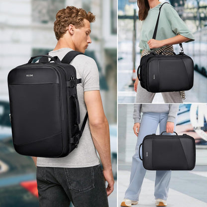3-In-1 Carry On Travel Backpack for Women Men, Fits 16" Laptop | Convertible Duffel/Shoulder Bag with USB Port, Wet Pocket, TSA-Friendly 180° Opening for Airport/Commute/Daily