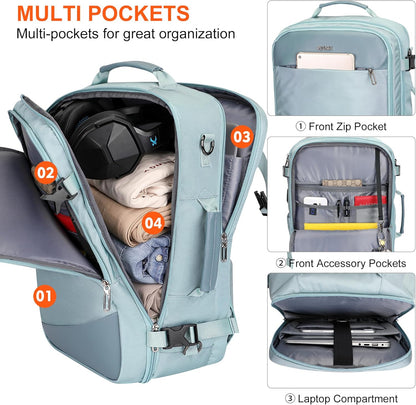 3-In-1 Carry On Travel Backpack for Women Men, Fits 16" Laptop | Convertible Duffel/Shoulder Bag with USB Port, Wet Pocket, TSA-Friendly 180° Opening for Airport/Commute/Daily
