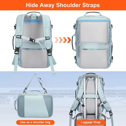 3-In-1 Carry On Travel Backpack for Women Men, Fits 16" Laptop | Convertible Duffel/Shoulder Bag with USB Port, Wet Pocket, TSA-Friendly 180° Opening for Airport/Commute/Daily