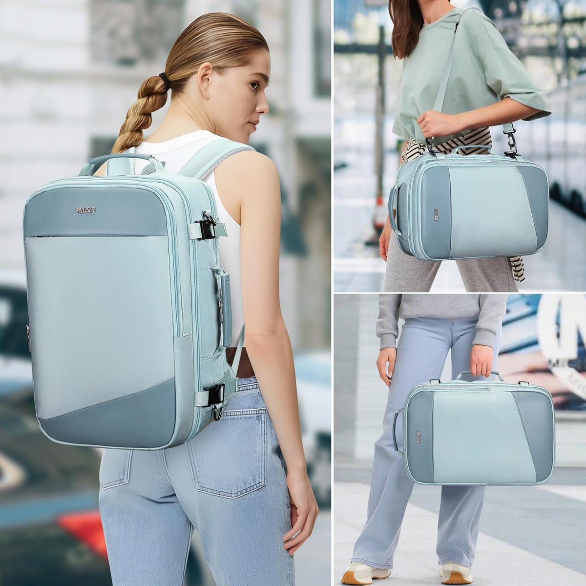 3-In-1 Carry On Travel Backpack for Women Men, Fits 16" Laptop | Convertible Duffel/Shoulder Bag with USB Port, Wet Pocket, TSA-Friendly 180° Opening for Airport/Commute/Daily
