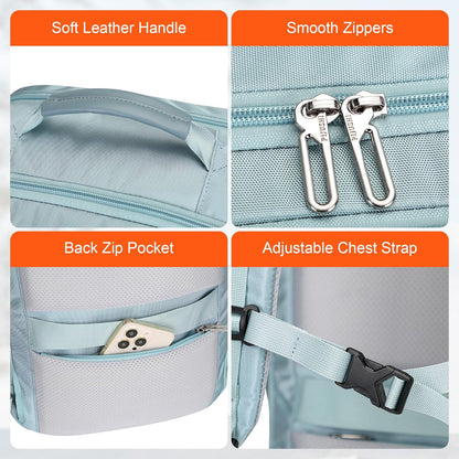 3-In-1 Carry On Travel Backpack for Women Men, Fits 16" Laptop | Convertible Duffel/Shoulder Bag with USB Port, Wet Pocket, TSA-Friendly 180° Opening for Airport/Commute/Daily