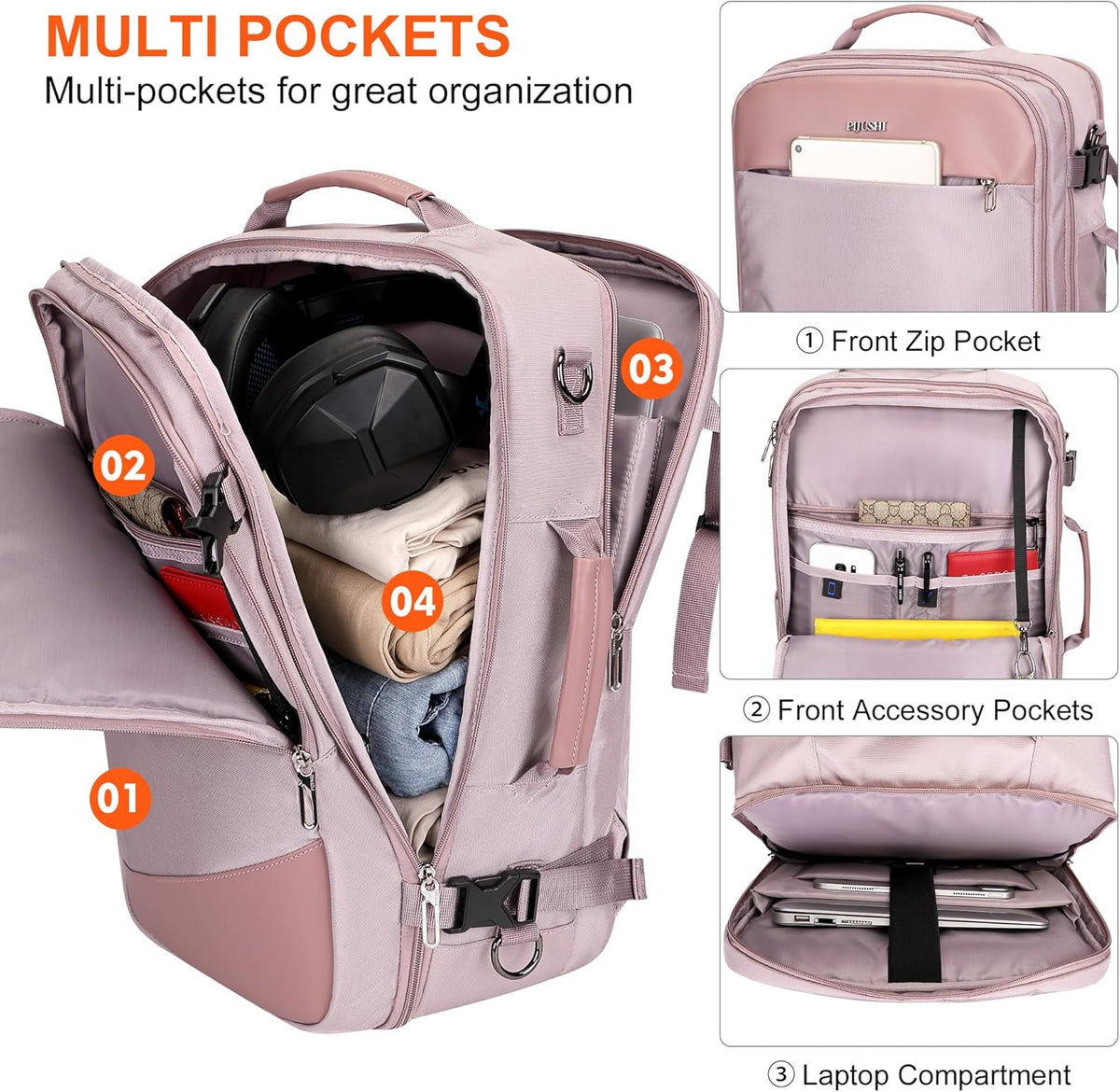 3-In-1 Carry On Travel Backpack for Women Men, Fits 16" Laptop | Convertible Duffel/Shoulder Bag with USB Port, Wet Pocket, TSA-Friendly 180° Opening for Airport/Commute/Daily