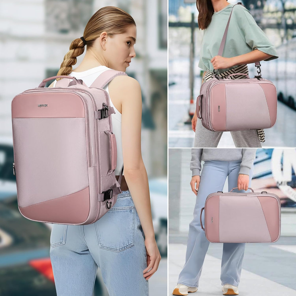 3-In-1 Carry On Travel Backpack for Women Men, Fits 16" Laptop | Convertible Duffel/Shoulder Bag with USB Port, Wet Pocket, TSA-Friendly 180° Opening for Airport/Commute/Daily