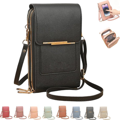 Women's Touch Screen Mobile Phone Messenger Bag, 2026 Small Touchscreen Phone Crossbody Bag for Women, Anti Theft Leather Bag