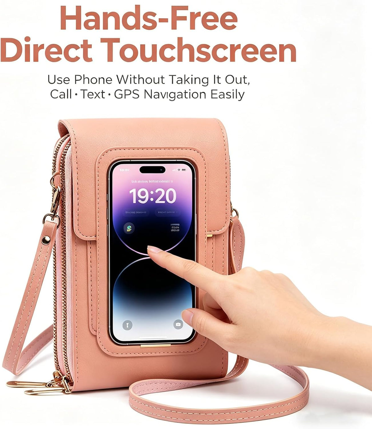 Women's Touch Screen Mobile Phone Messenger Bag, 2026 Small Touchscreen Phone Crossbody Bag for Women, Anti Theft Leather Bag