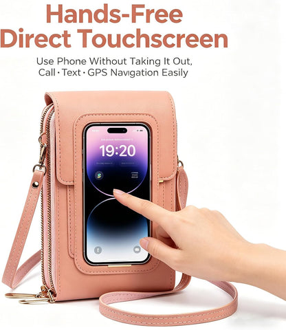 Women's Touch Screen Mobile Phone Messenger Bag, 2026 Small Touchscreen Phone Crossbody Bag for Women, Anti Theft Leather Bag