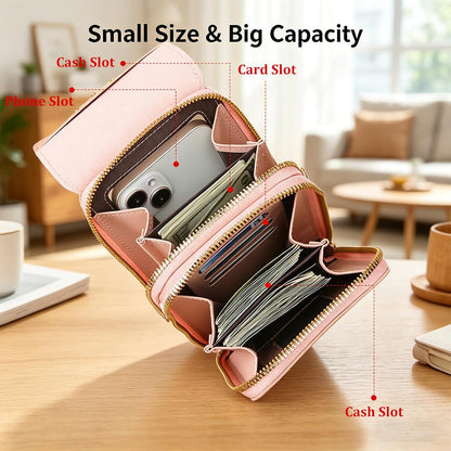 Women's Touch Screen Mobile Phone Messenger Bag, 2026 Small Touchscreen Phone Crossbody Bag for Women, Anti Theft Leather Bag