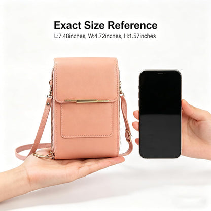 Women's Touch Screen Mobile Phone Messenger Bag, 2026 Small Touchscreen Phone Crossbody Bag for Women, Anti Theft Leather Bag
