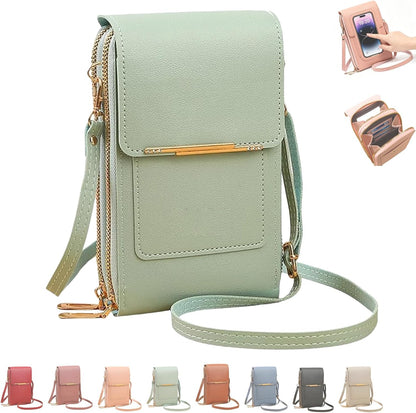 Women's Touch Screen Mobile Phone Messenger Bag, 2026 Small Touchscreen Phone Crossbody Bag for Women, Anti Theft Leather Bag