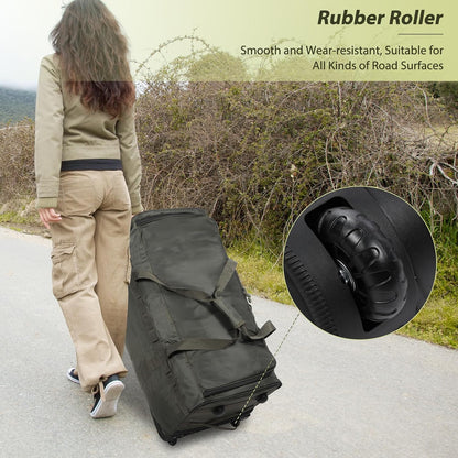 85L/120L/140L Foldable Duffle Bag with Wheels, Large Travel Duffel Bag