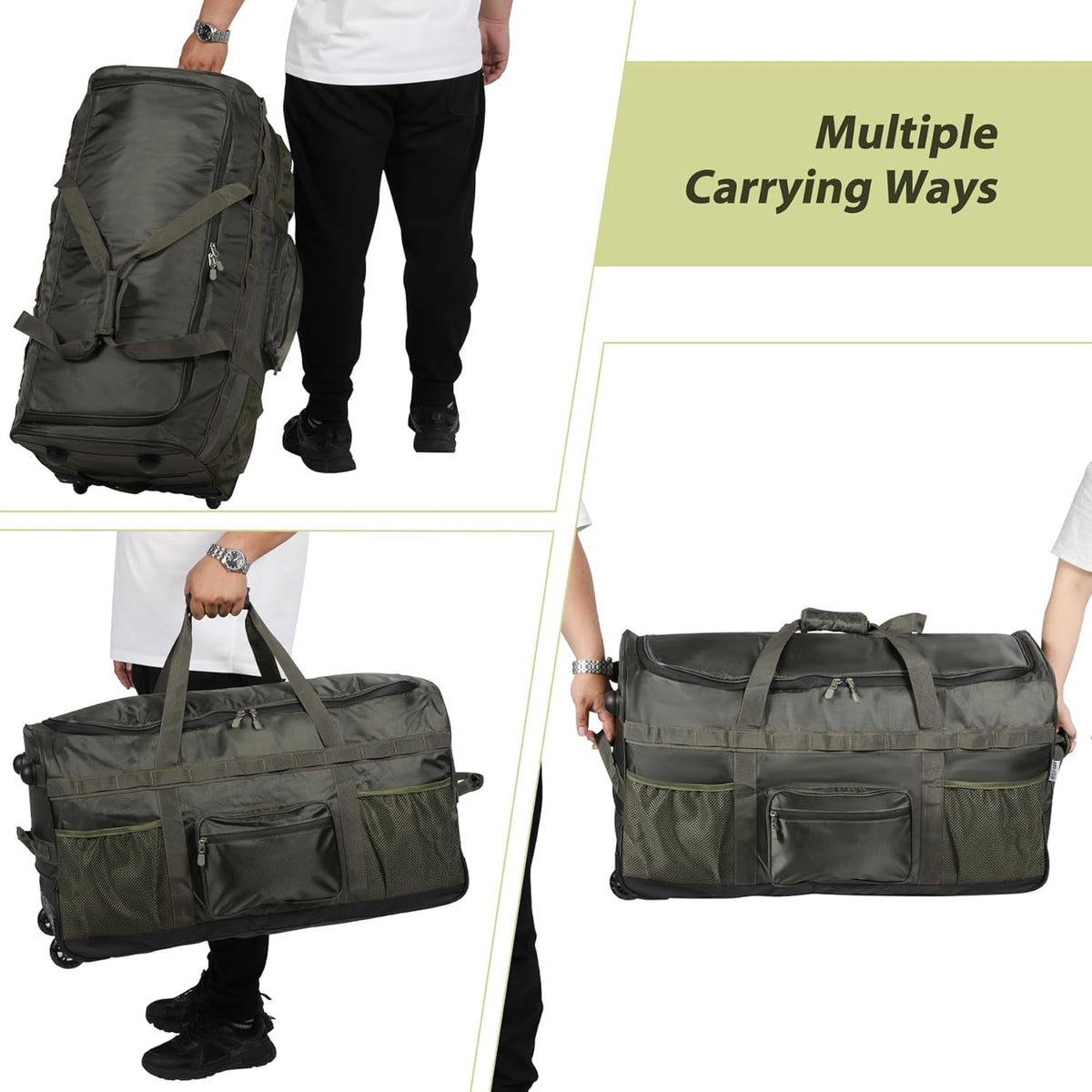 85L/120L/140L Foldable Duffle Bag with Wheels, Large Travel Duffel Bag