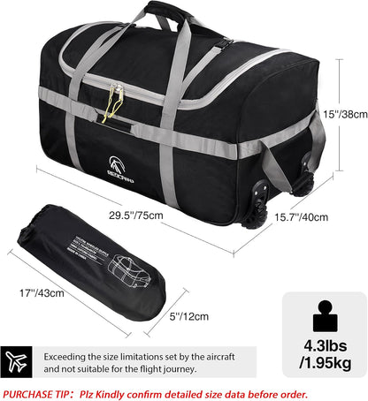 85L/120L/140L Foldable Duffle Bag with Wheels, Large Travel Duffel Bag