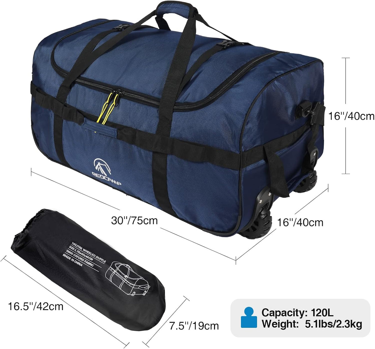 85L/120L/140L Foldable Duffle Bag with Wheels, Large Travel Duffel Bag