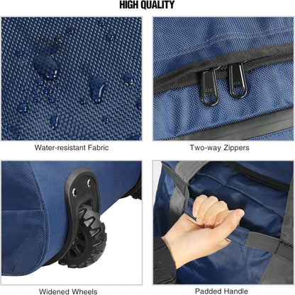 85L/120L/140L Foldable Duffle Bag with Wheels, Large Travel Duffel Bag