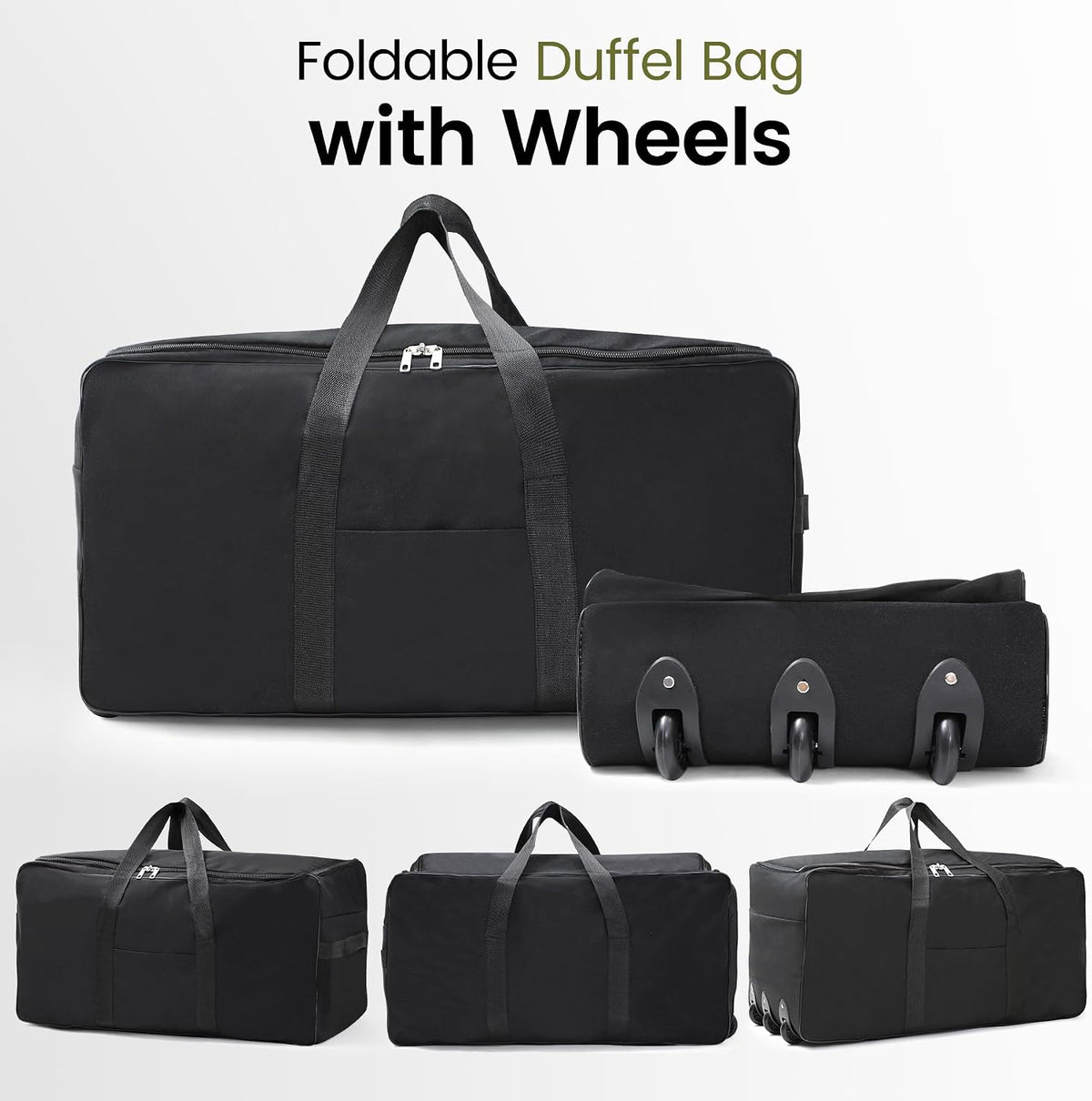 85L/120L/140L Foldable Duffle Bag with Wheels, Large Travel Duffel Bag