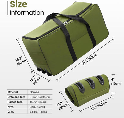 85L/120L/140L Foldable Duffle Bag with Wheels, Large Travel Duffel Bag