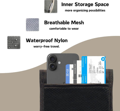 Travel Pouch Anti-Theft Neck Wallet, RFID Blocking Passport Holder For Cruise Travel, Water-Resistant Lightweight Organizer for Men Women Family(Matte Black)