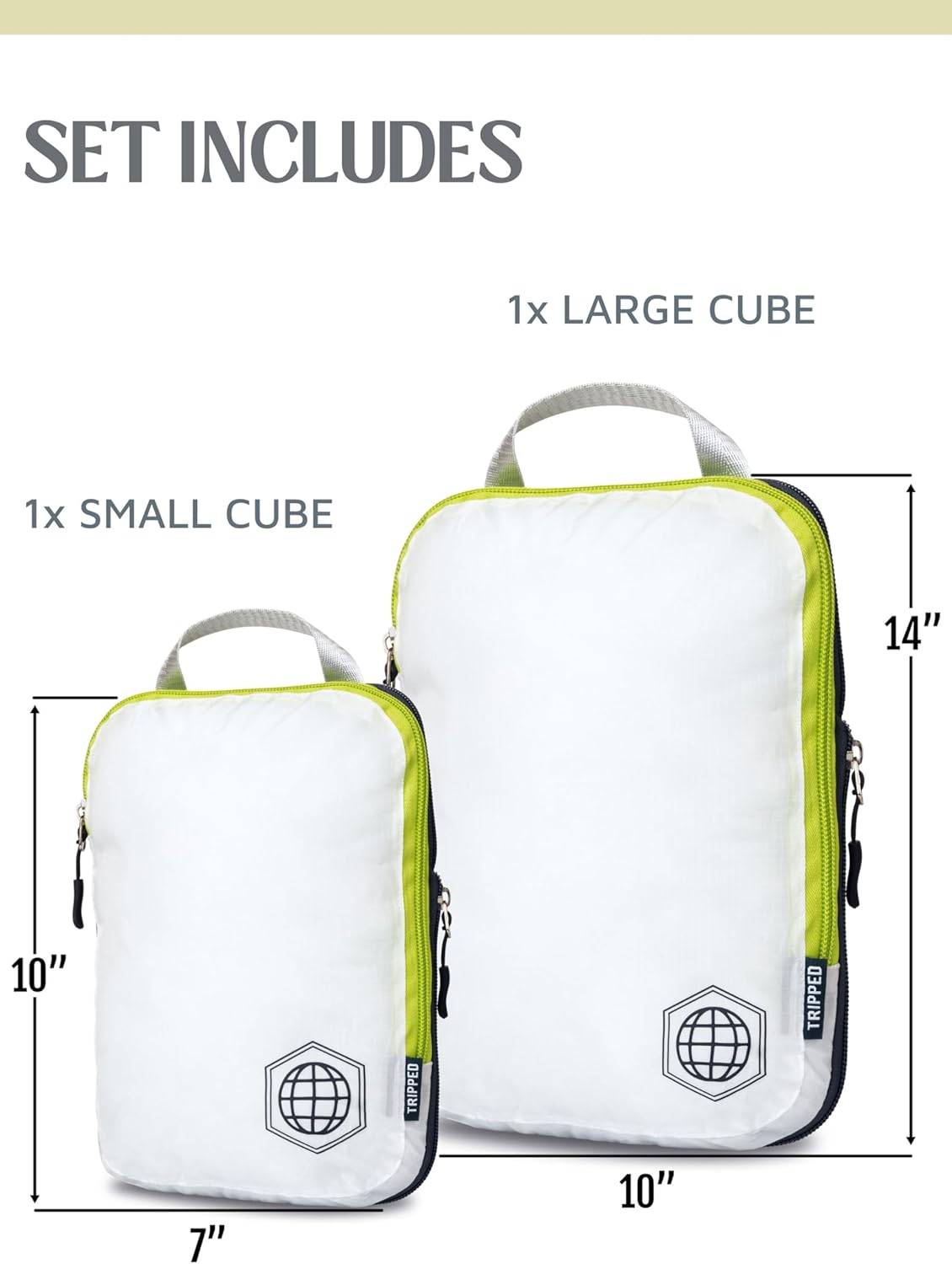 Compression Packing Cubes for Travel, Lightweight Packing Cubes Set for Carry-On Luggage & Backpacks – (Dusty Teal/White)