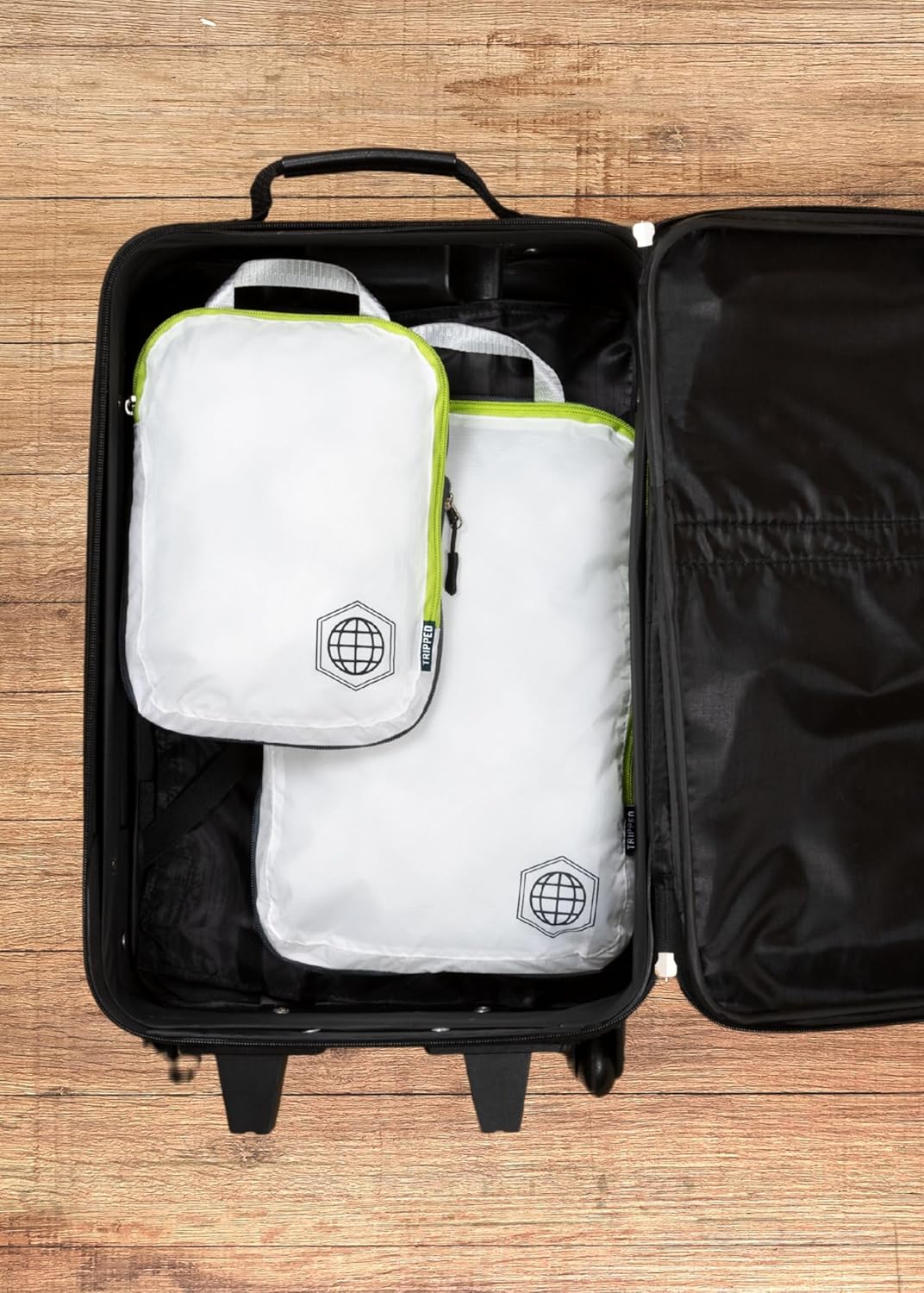 Compression Packing Cubes for Travel, Lightweight Packing Cubes Set for Carry-On Luggage & Backpacks – (Dusty Teal/White)