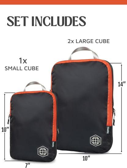 Compression Packing Cubes for Travel, Lightweight Packing Cubes Set for Carry-On Luggage & Backpacks – (Dusty Teal/White)