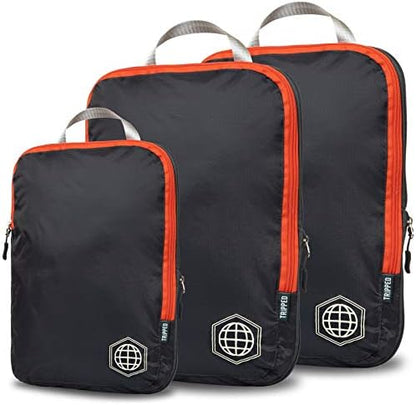 Compression Packing Cubes for Travel, Lightweight Packing Cubes Set for Carry-On Luggage & Backpacks – (Dusty Teal/White)