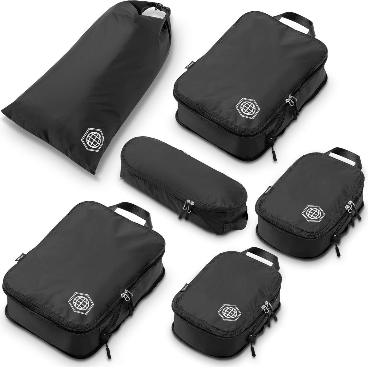 Compression Packing Cubes for Travel, Lightweight Packing Cubes Set for Carry-On Luggage & Backpacks – (Dusty Teal/White)