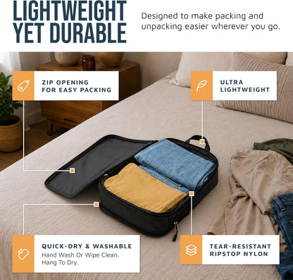 Compression Packing Cubes for Travel, Lightweight Packing Cubes Set for Carry-On Luggage & Backpacks – (Dusty Teal/White)
