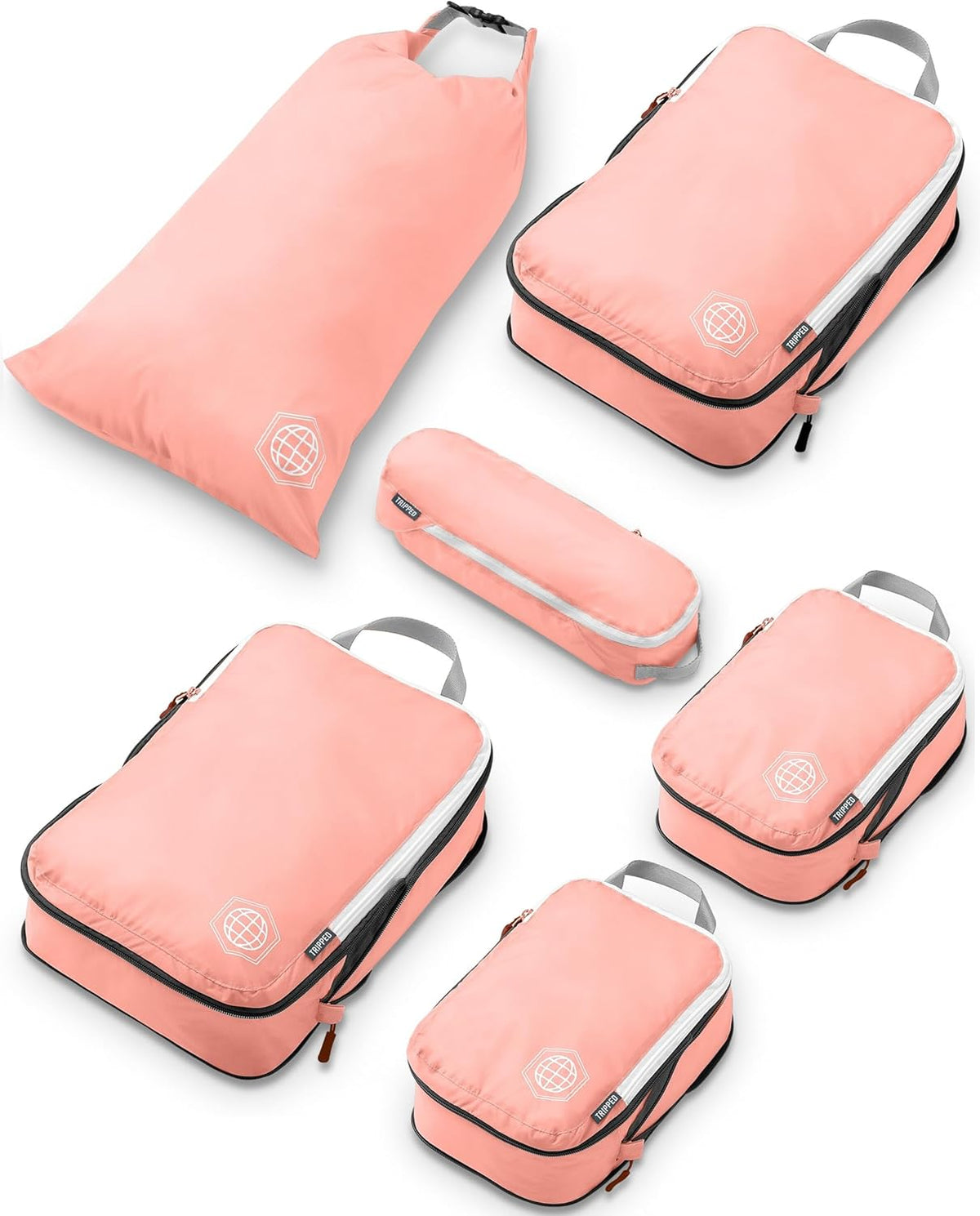 Compression Packing Cubes for Travel, Lightweight Packing Cubes Set for Carry-On Luggage & Backpacks – (Dusty Teal/White)