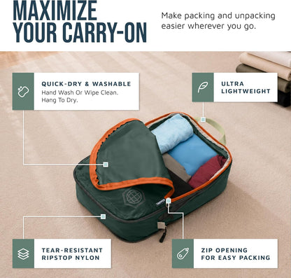Compression Packing Cubes for Travel, Lightweight Packing Cubes Set for Carry-On Luggage & Backpacks – (Dusty Teal/White)