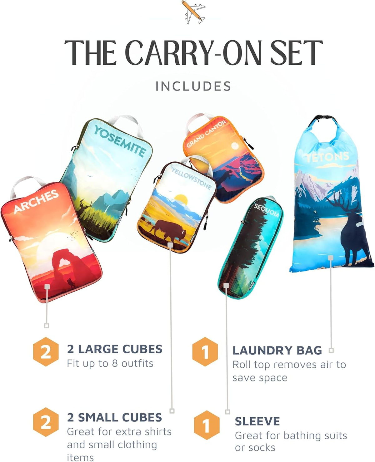 Compression Packing Cubes for Travel, Lightweight Packing Cubes Set for Carry-On Luggage & Backpacks – (Dusty Teal/White)