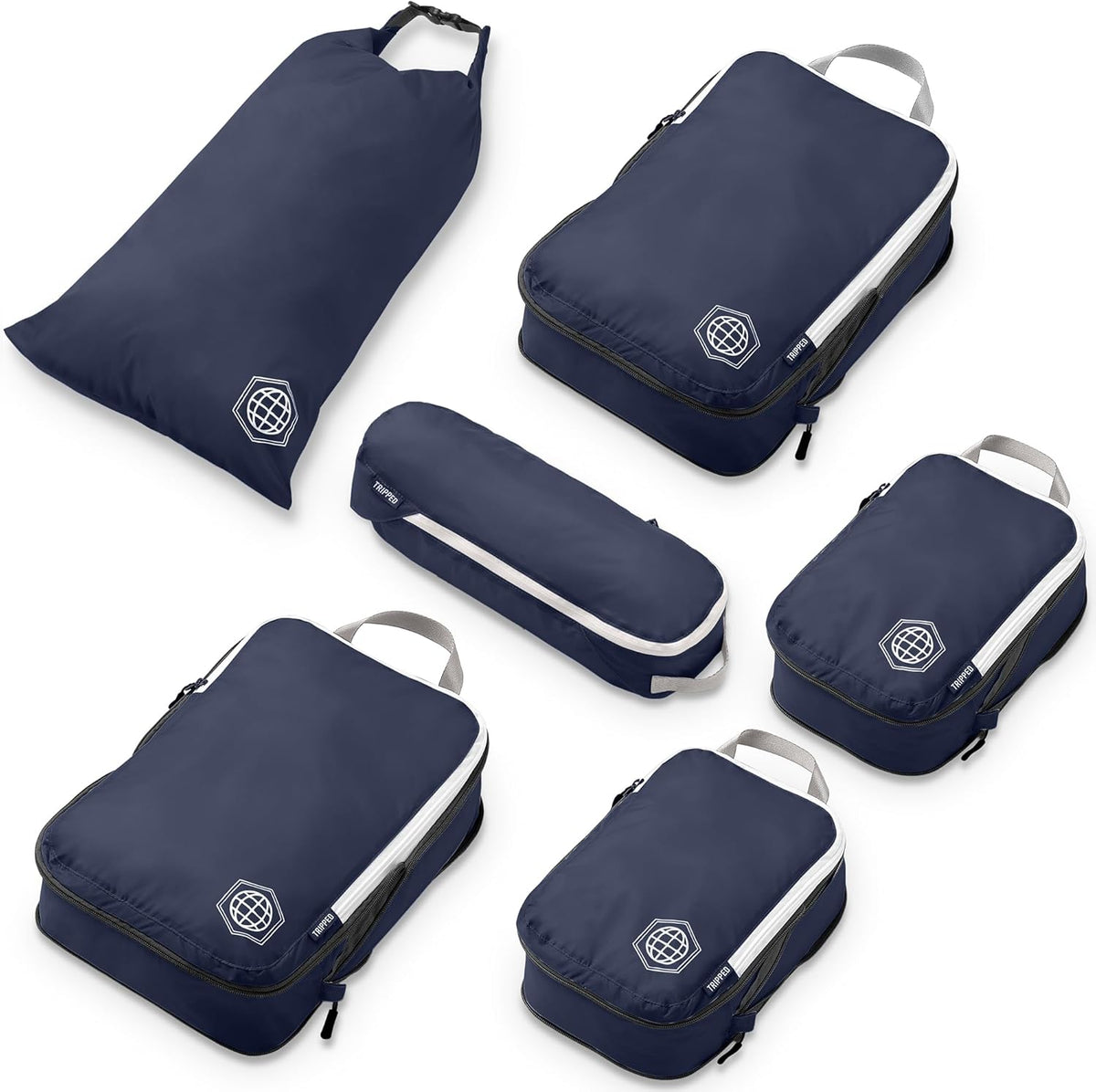 Compression Packing Cubes for Travel, Lightweight Packing Cubes Set for Carry-On Luggage & Backpacks – (Dusty Teal/White)