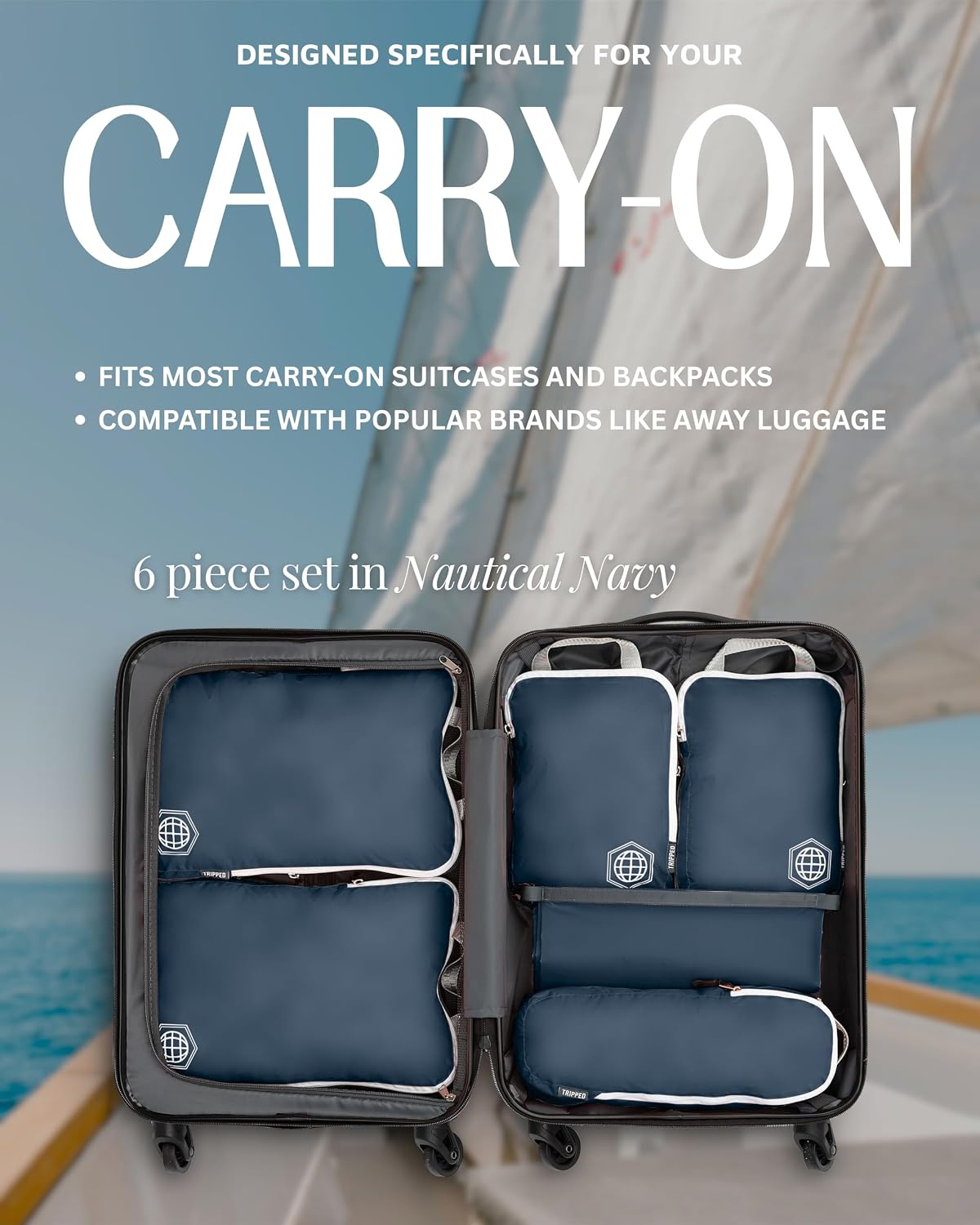 Compression Packing Cubes for Travel, Lightweight Packing Cubes Set for Carry-On Luggage & Backpacks – (Dusty Teal/White)