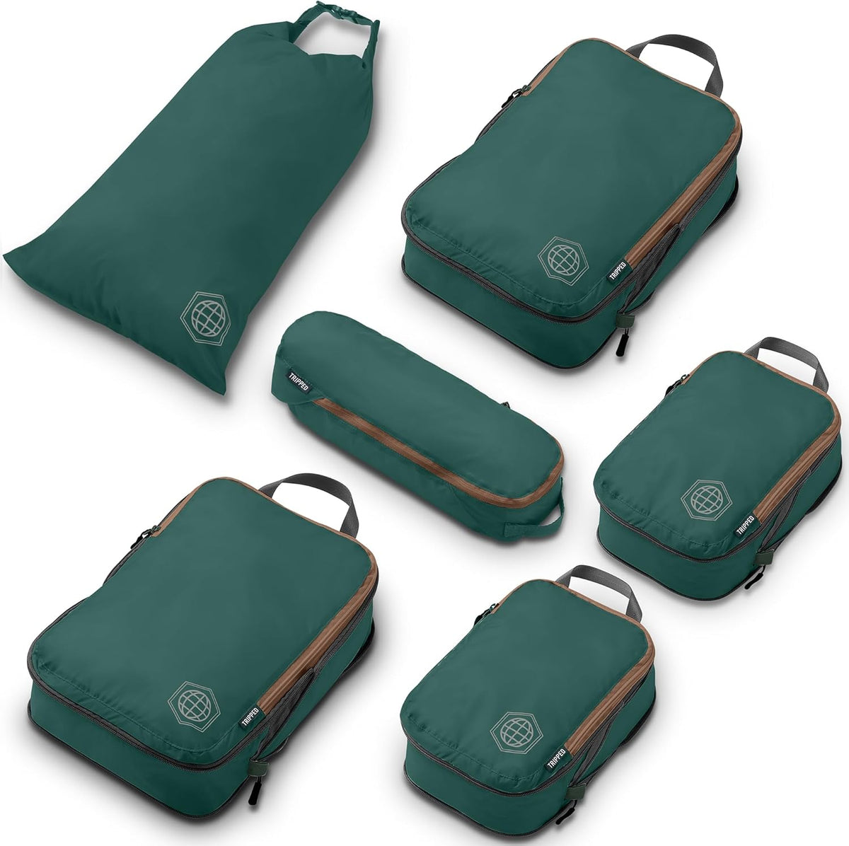 Compression Packing Cubes for Travel, Lightweight Packing Cubes Set for Carry-On Luggage & Backpacks – (Dusty Teal/White)