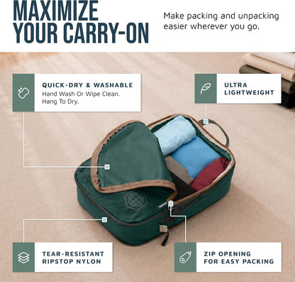 Compression Packing Cubes for Travel, Lightweight Packing Cubes Set for Carry-On Luggage & Backpacks – (Dusty Teal/White)