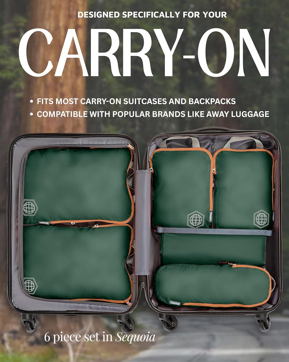 Compression Packing Cubes for Travel, Lightweight Packing Cubes Set for Carry-On Luggage & Backpacks – (Dusty Teal/White)