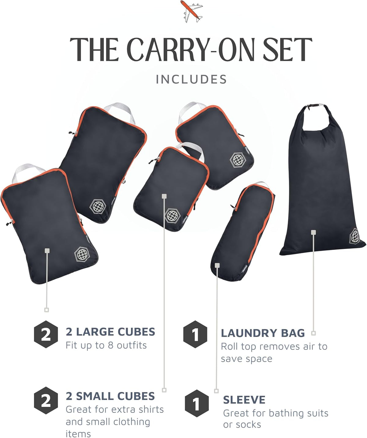 Compression Packing Cubes for Travel, Lightweight Packing Cubes Set for Carry-On Luggage & Backpacks – (Dusty Teal/White)