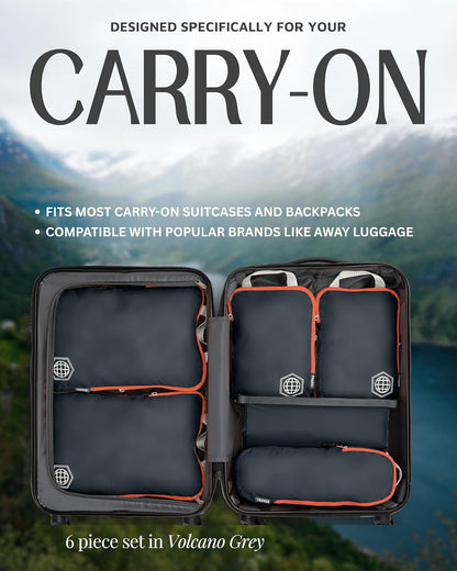 Compression Packing Cubes for Travel, Lightweight Packing Cubes Set for Carry-On Luggage & Backpacks – (Dusty Teal/White)