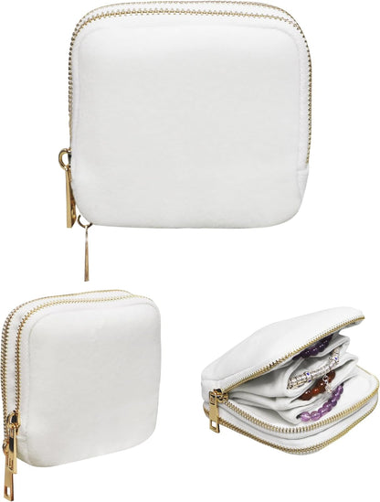 Travel Jewelry Case Organizer for Women Wedding Gifts Portable Velvet Pouches for Travel Essentials Jewelry Crystal Bracelets Necklace Storage, Ring Holder Green Tassel