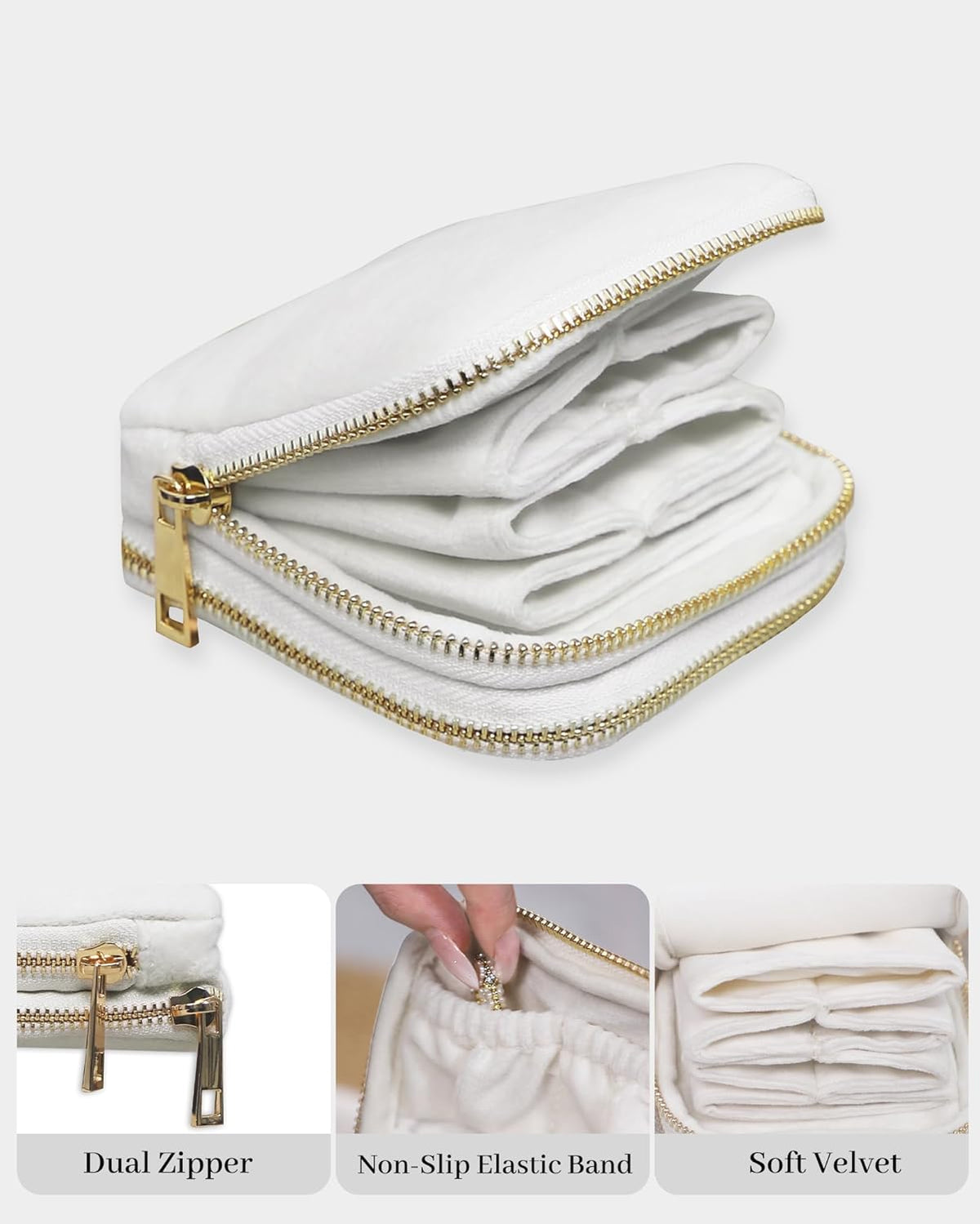 Travel Jewelry Case Organizer for Women Wedding Gifts Portable Velvet Pouches for Travel Essentials Jewelry Crystal Bracelets Necklace Storage, Ring Holder Green Tassel