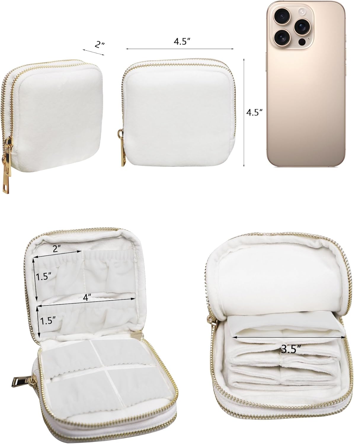 Travel Jewelry Case Organizer for Women Wedding Gifts Portable Velvet Pouches for Travel Essentials Jewelry Crystal Bracelets Necklace Storage, Ring Holder Green Tassel