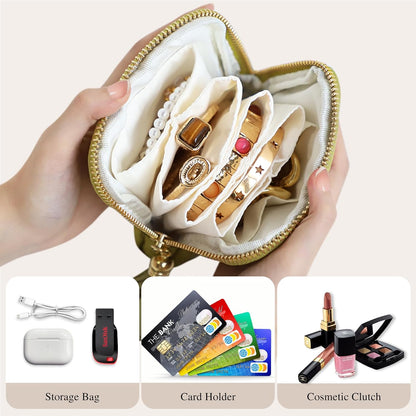 Travel Jewelry Case Organizer for Women Wedding Gifts Portable Velvet Pouches for Travel Essentials Jewelry Crystal Bracelets Necklace Storage, Ring Holder Green Tassel