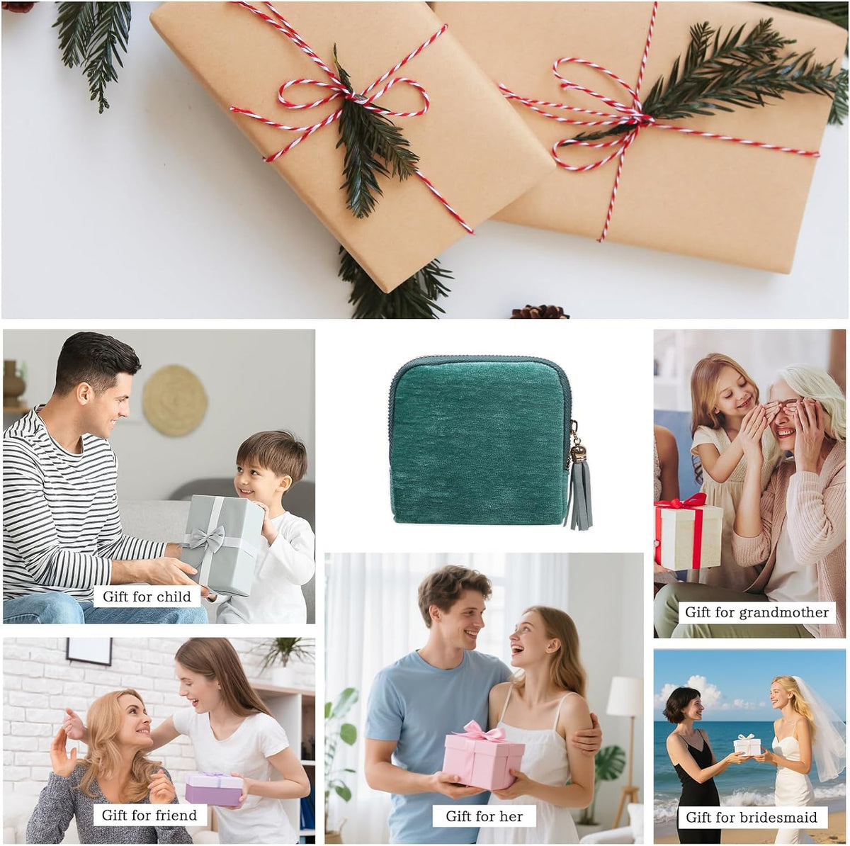 Travel Jewelry Case Organizer for Women Wedding Gifts Portable Velvet Pouches for Travel Essentials Jewelry Crystal Bracelets Necklace Storage, Ring Holder Green Tassel